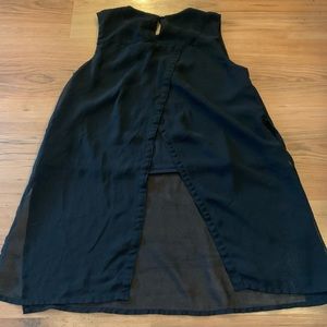 Girls Black Tank Top with Mesh Opening